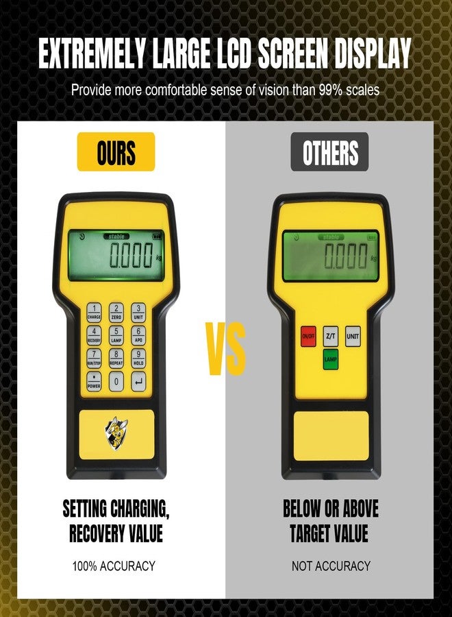 يلو جاكيت ميزان تبريد مُطوّر بسعة 220 رطلاً، عالي الدقة وقابل للبرمجة، ميزان إلكتروني لشحن غاز التبريد لأنظمة التكييف والتهوية، ميزان فريون مع حقيبة محمولة لجميع خزانات استعادة غاز التبريد - Image 2